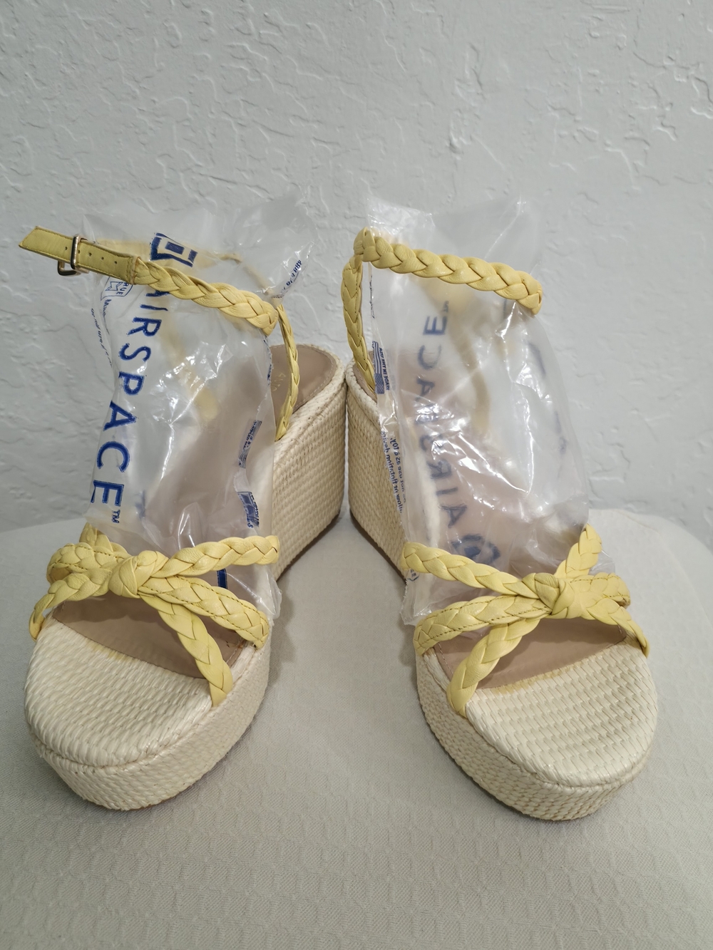 ANTONIO MELANI Yellow Braided Platform Wedge Sandals